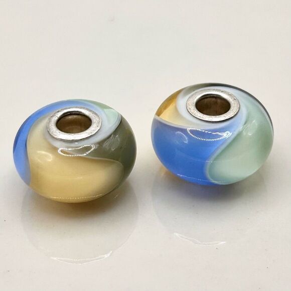 TROLLBEADS Dream Armadillo LAA 925S NEW! Blue Yellow Green $ per bead - Picture 4 of 6